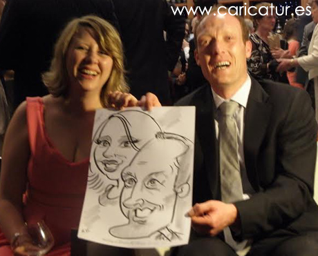 Guests in Lough Rynn after being drawn by Allan Cavanagh wedding cartoonist