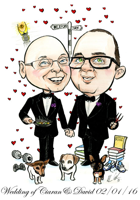 Lord of the Rings interior design caricature for wedding by Allan Cavanagh, Caricatures Ireland