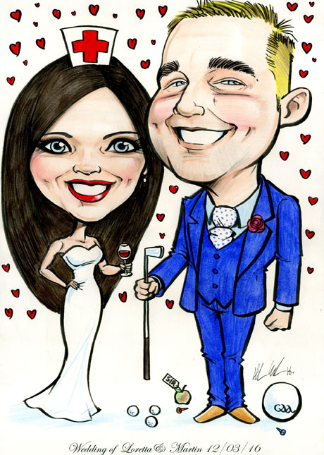 wedding-cartoon-bride-groom-nurse-teacher