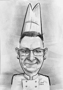 Chef cartoon caricature from photos black and white