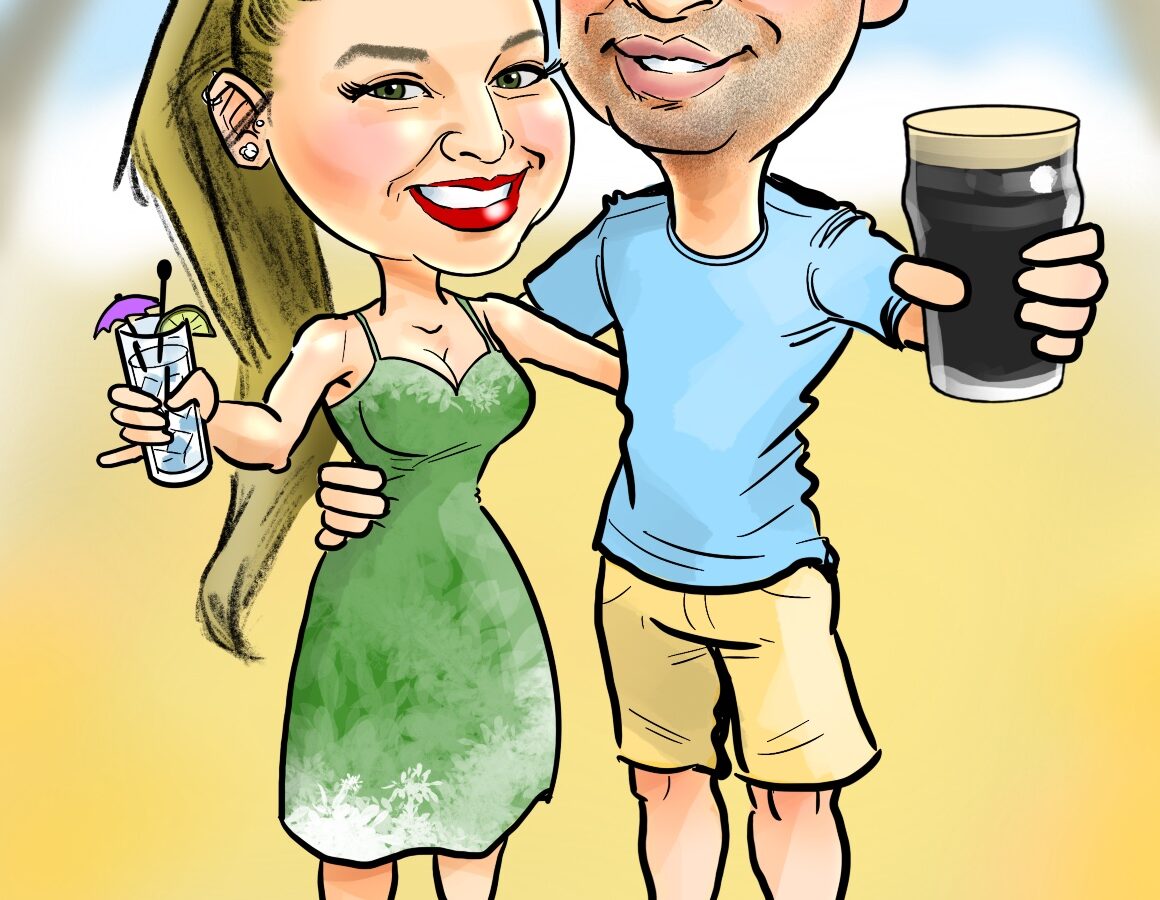 Cute couple caricature