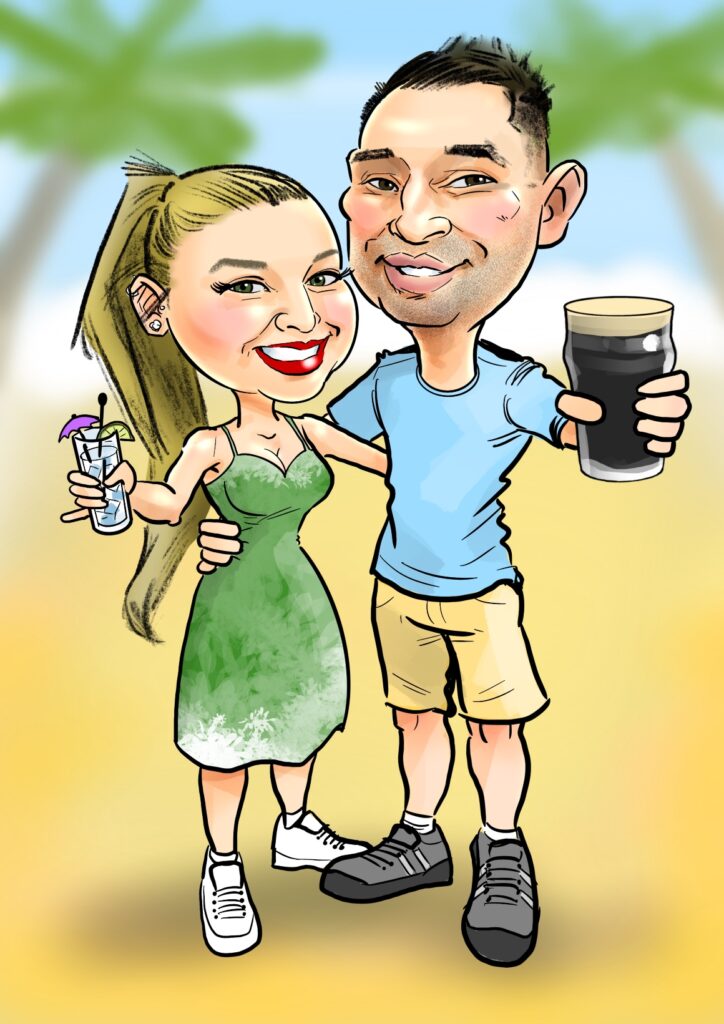 Cute couple caricature