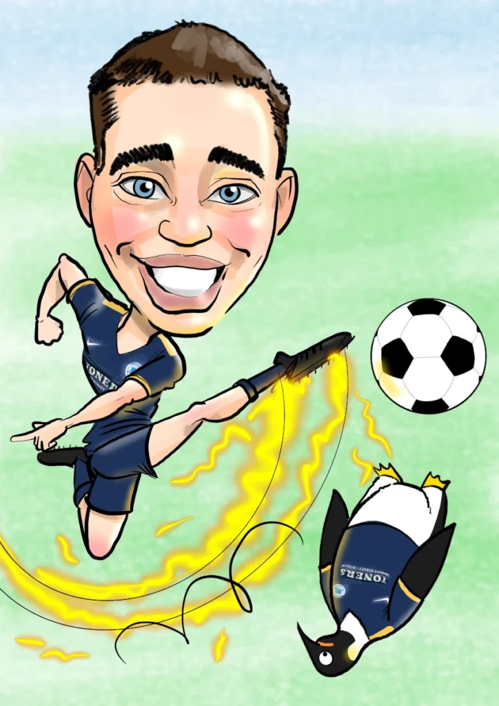 Caricature of football player