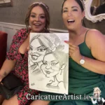 Caricature Artist Limerick Two Wedding Guests with Caricature in Devon Inn Limerick by Allan Cavanagh (12)