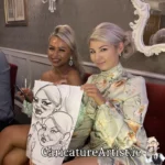Caricature Artist Limerick Two Wedding Guests with Caricature in Devon Inn Limerick by Allan Cavanagh (14)