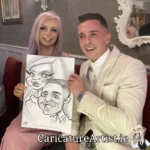 Caricature Artist Limerick Two Wedding Guests with Caricature in Devon Inn Limerick by Allan Cavanagh (16)