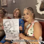 Caricature Artist Limerick Two Wedding Guests with Caricature in Devon Inn Limerick by Allan Cavanagh (5)