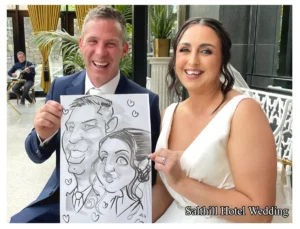 Salthill Hotel Wedding Entertainment Live Caricatures Allan Cavanagh Drinks Reception