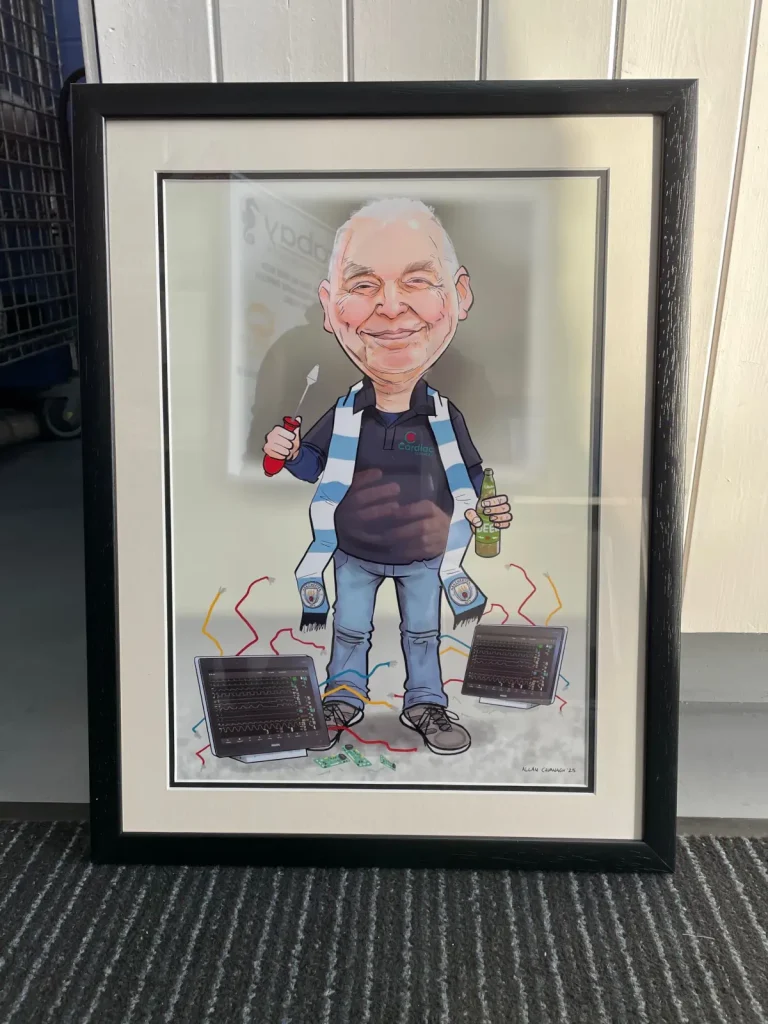 Medical Engineer Gift Caricature by Allan Cavanagh Framed Caricature Art Ireland