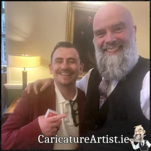 Caricature Artist Allan Cavanagh with Mindreader and Magician Oisin Foley Caricature Artist Allan Cavanagh with Mindreader and Magician Oisin Foley