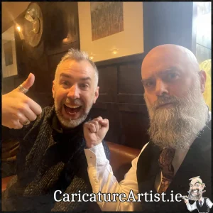 Caricature Artist Allan Cavanagh with Wedding Singer Barry Hughes Caricature Artist Allan Cavanagh with Wedding Singer Barry Hughes