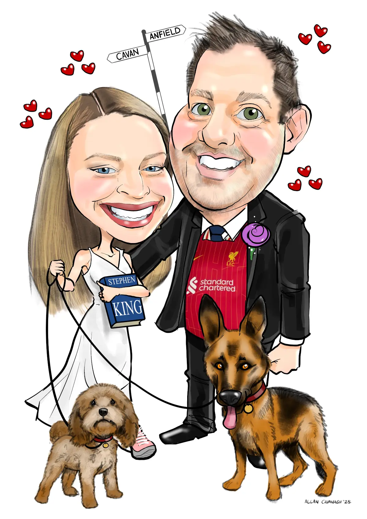Signing Boards for Weddings Ireland Caricature with pets Signing Boards for Weddings Ireland Caricature with pets