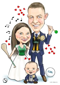 Gaa theme wedding signing board couple with baby Gaa theme wedding signing board couple with baby