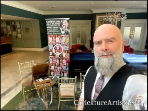 Limerick Wedding Entertainment: Limerick Caricature Artist Allan Cavanagh in Fitzgeralds Woodlands House Hotel Adare