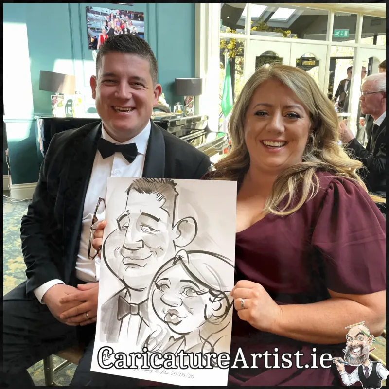 Limerick Wedding Entertainment Live Caricatures by Allan Cavanagh in Fitzgeralds Woodlands House Hotel Adare (1)