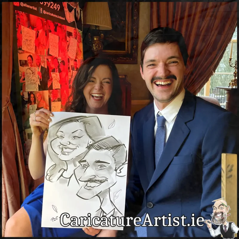 Tankardstown House Wedding Entertainment Live Caricatures Drinks Reception by Allan Cavanagh (1)