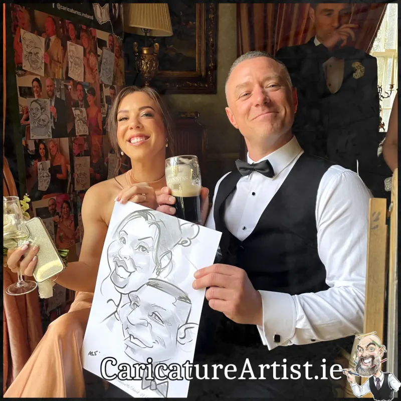 Tankardstown House Wedding Entertainment Live Caricatures Drinks Reception by Allan Cavanagh (12)