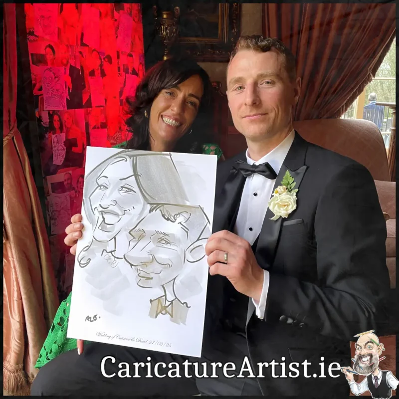 Tankardstown House Wedding Entertainment Live Caricatures Drinks Reception by Allan Cavanagh (13)