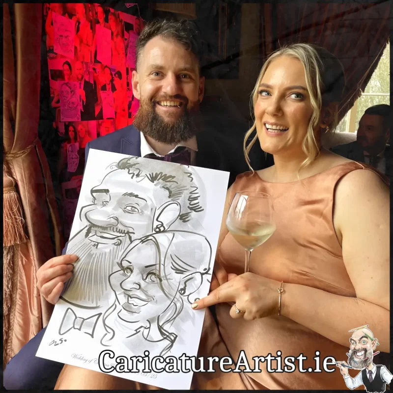 Tankardstown House Wedding Entertainment Live Caricatures Drinks Reception by Allan Cavanagh (7)