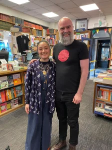 Kerry singer and poet Amano and Cartoonist Allan Cavanagh at Cuirt 2026