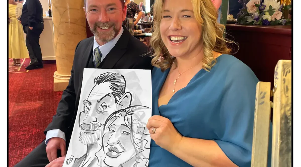 Tullamore Wedding Entertainment Drawings of Wedding Guests by top rated Caricature Artist Allan Cavanagh
