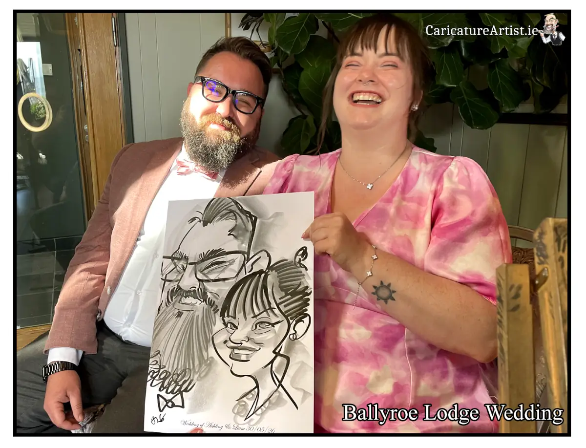 Tralee Drinks Reception Entertainment Ballyroe Lodge Wedding Caricature Artist Allan Cavanagh