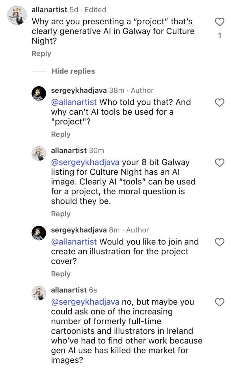 Generative AI used in Culture Night Galway 2026 allanartist 5d • Edited Why are you presenting a 