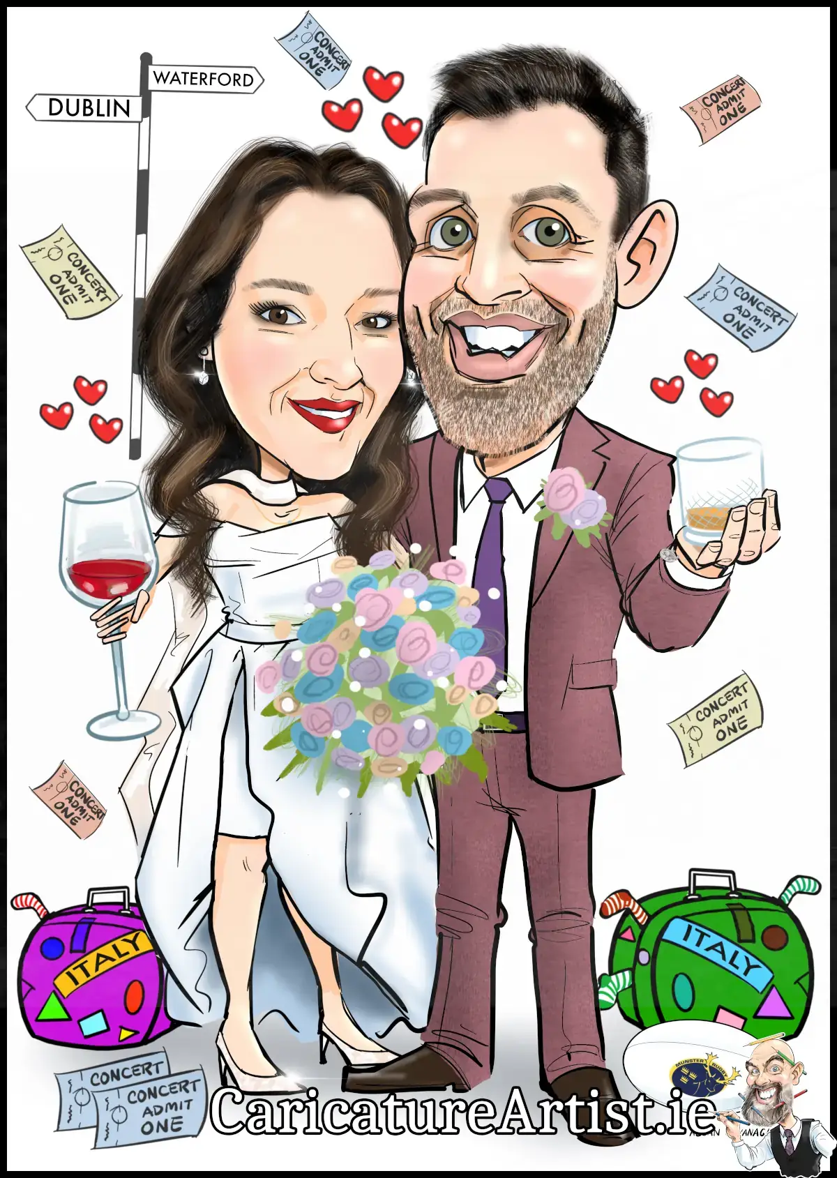 Wedding Guestbook Alternative Caricature Signing Board
